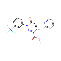 COC(=O)c1nn(-c2cccc(C(F)(F)F)c2)c(=O)cc1Sc1ccccn1 ZINC000003052903