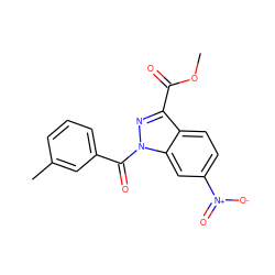 COC(=O)c1nn(C(=O)c2cccc(C)c2)c2cc([N+](=O)[O-])ccc12 ZINC000096273853