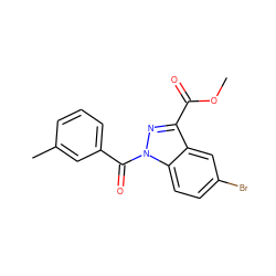 COC(=O)c1nn(C(=O)c2cccc(C)c2)c2ccc(Br)cc12 ZINC000096273881