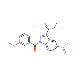 COC(=O)c1nn(C(=O)c2cccc(OC)c2)c2ccc([N+](=O)[O-])cc12 ZINC000096273893