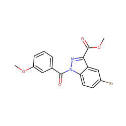 COC(=O)c1nn(C(=O)c2cccc(OC)c2)c2ccc(Br)cc12 ZINC000096273880