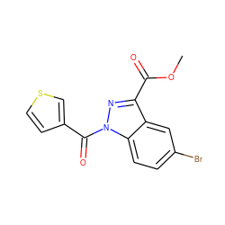 COC(=O)c1nn(C(=O)c2ccsc2)c2ccc(Br)cc12 ZINC000096273879