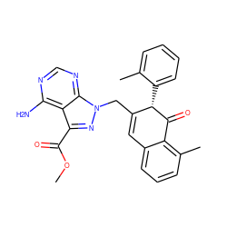 COC(=O)c1nn(CC2=Cc3cccc(C)c3C(=O)[C@H]2c2ccccc2C)c2ncnc(N)c12 ZINC000088345746