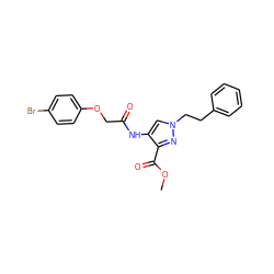 COC(=O)c1nn(CCc2ccccc2)cc1NC(=O)COc1ccc(Br)cc1 ZINC000096283143