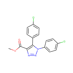 COC(=O)c1nnn(-c2ccc(Cl)cc2)c1-c1ccc(Cl)cc1 ZINC000040414521