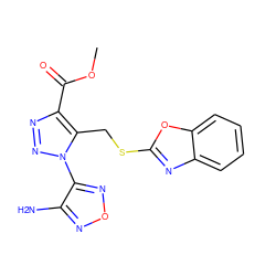 COC(=O)c1nnn(-c2nonc2N)c1CSc1nc2ccccc2o1 ZINC000002545763