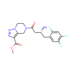 COC(=O)c1nnn2c1CN(C(=O)C[C@H](N)Cc1cc(F)c(F)cc1F)CC2 ZINC000066073777