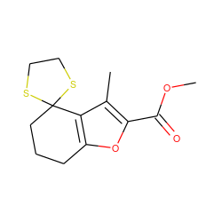 COC(=O)c1oc2c(c1C)C1(CCC2)SCCS1 ZINC000001057872