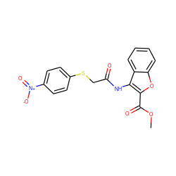 COC(=O)c1oc2ccccc2c1NC(=O)CSc1ccc([N+](=O)[O-])cc1 ZINC000064513078