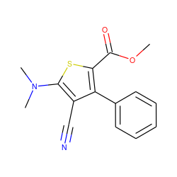 COC(=O)c1sc(N(C)C)c(C#N)c1-c1ccccc1 ZINC000000125162