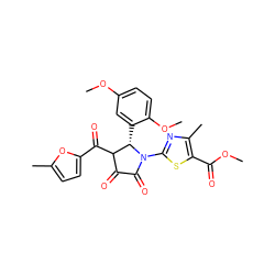 COC(=O)c1sc(N2C(=O)C(=O)C(C(=O)c3ccc(C)o3)[C@@H]2c2cc(OC)ccc2OC)nc1C ZINC000013569595