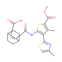 COC(=O)c1sc(NC(=O)C2=C(C(=O)O)C3CCC2CC3)c(-c2nc(C)cs2)c1C ZINC000146747686