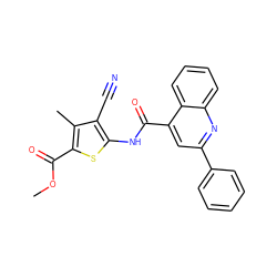 COC(=O)c1sc(NC(=O)c2cc(-c3ccccc3)nc3ccccc23)c(C#N)c1C ZINC000000669387