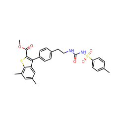 COC(=O)c1sc2c(C)cc(C)cc2c1-c1ccc(CCNC(=O)NS(=O)(=O)c2ccc(C)cc2)cc1 ZINC000066251359