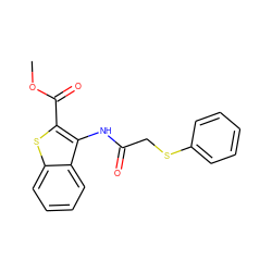 COC(=O)c1sc2ccccc2c1NC(=O)CSc1ccccc1 ZINC000005192113