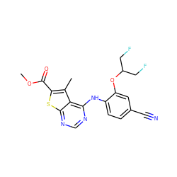 COC(=O)c1sc2ncnc(Nc3ccc(C#N)cc3OC(CF)CF)c2c1C ZINC000169708377