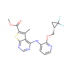 COC(=O)c1sc2ncnc(Nc3cccnc3OC[C@@H]3CC3(F)F)c2c1C ZINC000118738065