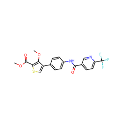 COC(=O)c1scc(-c2ccc(NC(=O)c3ccc(C(F)(F)F)nc3)cc2)c1OC ZINC001772635085