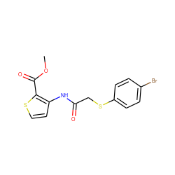 COC(=O)c1sccc1NC(=O)CSc1ccc(Br)cc1 ZINC000001406206