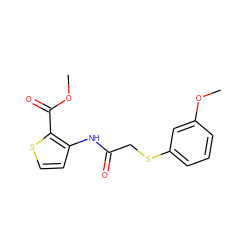 COC(=O)c1sccc1NC(=O)CSc1cccc(OC)c1 ZINC000027662705