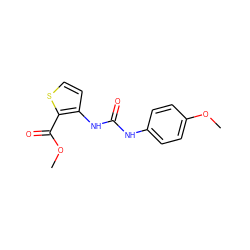 COC(=O)c1sccc1NC(=O)Nc1ccc(OC)cc1 ZINC000015934485