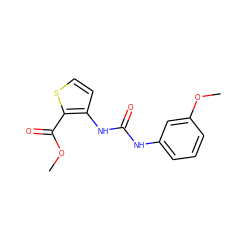 COC(=O)c1sccc1NC(=O)Nc1cccc(OC)c1 ZINC000013323057