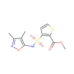 COC(=O)c1sccc1S(=O)(=O)Nc1onc(C)c1C ZINC000026175608