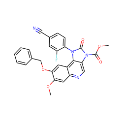 COC(=O)n1c(=O)n(-c2ccc(C#N)cc2F)c2c3cc(OCc4ccccc4)c(OC)cc3ncc21 ZINC000113414867