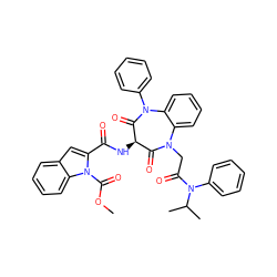 COC(=O)n1c(C(=O)N[C@@H]2C(=O)N(CC(=O)N(c3ccccc3)C(C)C)c3ccccc3N(c3ccccc3)C2=O)cc2ccccc21 ZINC000150538591