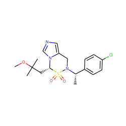 COC(C)(C)C[C@@H]1n2cncc2CN([C@@H](C)c2ccc(Cl)cc2)S1(=O)=O ZINC000058506302