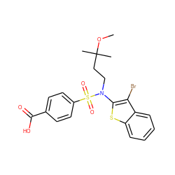 COC(C)(C)CCN(c1sc2ccccc2c1Br)S(=O)(=O)c1ccc(C(=O)O)cc1 ZINC000115236109