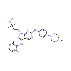 COC(C)(C)CCn1nc(Nc2c(C)cccc2C)c2cnc(Nc3ccc(N4CCN(C)CC4)cc3)nc21 ZINC000053178310