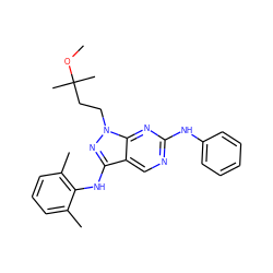 COC(C)(C)CCn1nc(Nc2c(C)cccc2C)c2cnc(Nc3ccccc3)nc21 ZINC000040422770