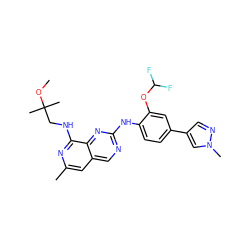 COC(C)(C)CNc1nc(C)cc2cnc(Nc3ccc(-c4cnn(C)c4)cc3OC(F)F)nc12 ZINC000223711709