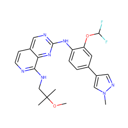 COC(C)(C)CNc1nccc2cnc(Nc3ccc(-c4cnn(C)c4)cc3OC(F)F)nc12 ZINC000224112652