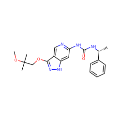 COC(C)(C)COc1n[nH]c2cc(NC(=O)N[C@H](C)c3ccccc3)ncc12 ZINC001772574165