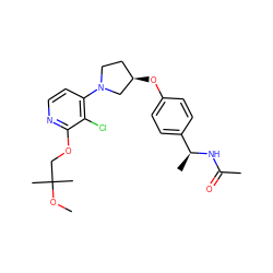 COC(C)(C)COc1nccc(N2CC[C@@H](Oc3ccc([C@H](C)NC(C)=O)cc3)C2)c1Cl ZINC000169709859