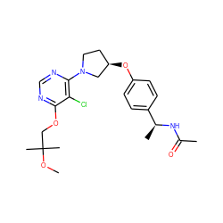 COC(C)(C)COc1ncnc(N2CC[C@@H](Oc3ccc([C@H](C)NC(C)=O)cc3)C2)c1Cl ZINC000261162355