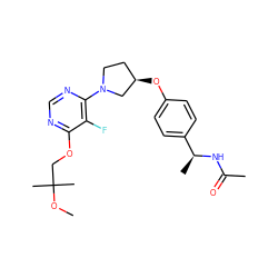 COC(C)(C)COc1ncnc(N2CC[C@@H](Oc3ccc([C@H](C)NC(C)=O)cc3)C2)c1F ZINC000261150513