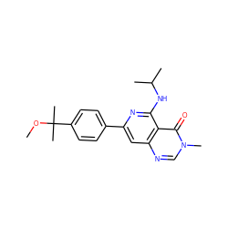 COC(C)(C)c1ccc(-c2cc3ncn(C)c(=O)c3c(NC(C)C)n2)cc1 ZINC000115623995