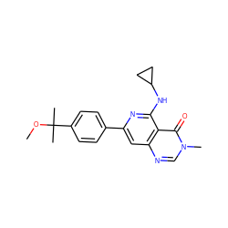 COC(C)(C)c1ccc(-c2cc3ncn(C)c(=O)c3c(NC3CC3)n2)cc1 ZINC000115626101