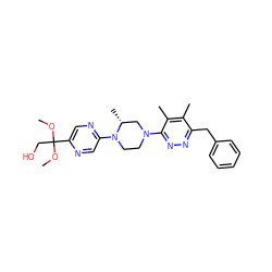 COC(CO)(OC)c1cnc(N2CCN(c3nnc(Cc4ccccc4)c(C)c3C)C[C@H]2C)cn1 ZINC000140554492