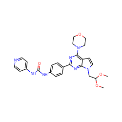 COC(Cn1ccc2c(N3CCOCC3)nc(-c3ccc(NC(=O)Nc4ccncc4)cc3)nc21)OC ZINC000049068801