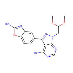 COC(Cn1nc(-c2ccc3oc(N)nc3c2)c2c(N)ncnc21)OC ZINC000653842875