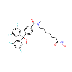 COC(c1ccc(C(=O)N(C)CCCCCCC(=O)NO)cc1)(c1cc(F)cc(F)c1)c1cc(F)cc(F)c1 ZINC000118355315