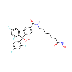 COC(c1ccc(C(=O)N(C)CCCCCCC(=O)NO)cc1)(c1ccc(F)cc1F)c1ccc(F)cc1F ZINC000118362329