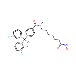 COC(c1ccc(C(=O)N(C)CCCCCCC(=O)NO)cc1)(c1cccc(F)c1)c1cccc(F)c1 ZINC000118362276