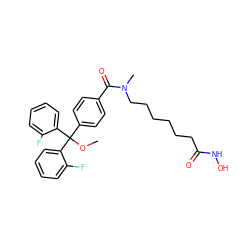 COC(c1ccc(C(=O)N(C)CCCCCCC(=O)NO)cc1)(c1ccccc1F)c1ccccc1F ZINC000118713705