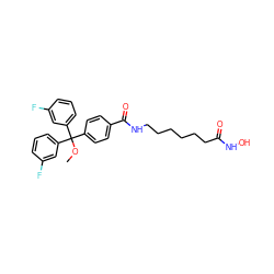 COC(c1ccc(C(=O)NCCCCCCC(=O)NO)cc1)(c1cccc(F)c1)c1cccc(F)c1 ZINC000118357509