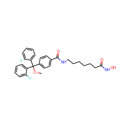 COC(c1ccc(C(=O)NCCCCCCC(=O)NO)cc1)(c1ccccc1F)c1ccccc1F ZINC000118707119